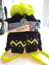 Polar Adventure Kid&#39;s Children&#39;s 2-piece Winter Set Hat Gloves NeonYellow/Black - £7.91 GBP