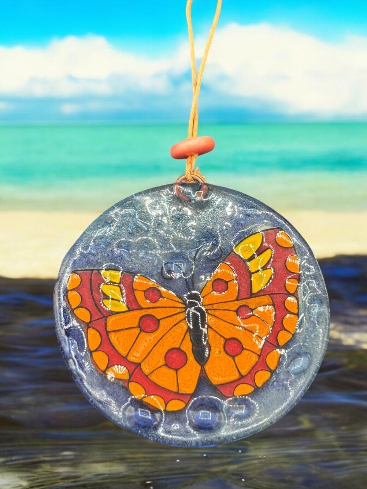 Butterfly Fused Glass Ornament, Suncatcher 2 5/8&quot; Flat - $11.85