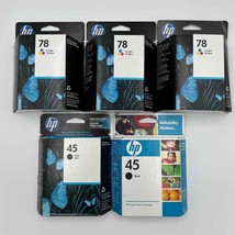 HP 45 Black 78 Tri-color Ink Cartridge Lot Of 5 OEM NEW Warranty End 2011-2016 - £57.85 GBP