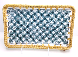 Wicker Border Rectangular Ceramic TRAY  12” x 8” Made in Vietnam New - $545.70 MXN