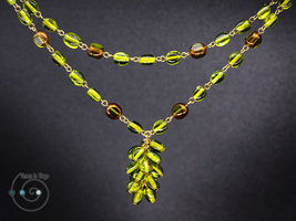 boho necklace with vintage India lampworked &amp; Czech glass, green, St. Patrick&#39;s - £22.14 GBP