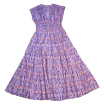 NWT Oliphant Cinched V-neck Maxi in Lovebird Lavender Cotton Dress S $348 - $230.00