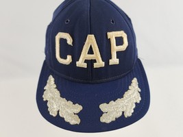 Vintage CAP blue trucker hat White Feather bill Embroidered Captain - need snap - £15.81 GBP