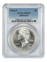 1993-P $1 Jefferson PCGS MS69 - £31.86 GBP