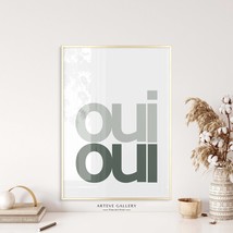 Green Sage Oui Oui Printed Postes | Museum Paper | Yes Yes Humor Wall Art | Bath - £16.03 GBP