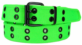 Monster Green Premium Double Row Grommet Belt 2 Hole Canvas Web Stud - $9.95