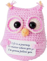 Cute Positive Funny Potato Head with Card Small Mini Crochet Knitted Pink Owl Ch - £25.57 GBP