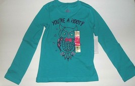 Faded Glory Girls Long Sleeve Shirt Blue You&#39;re A Hoot Size XSmall 4-5 NWT - £6.72 GBP