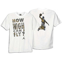 Nike Mens Jumpan How Can I Fly? T Shirt Size XX-Large Color White Black Gold - £46.41 GBP