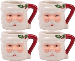 Set of 4 3d White Santa Face Espresso Cups - £35.65 GBP