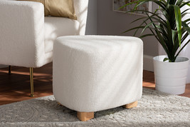 Bedivere Ivory Boucle Upholstered and Natural Brown Ottoman - $2,459.00 MXN