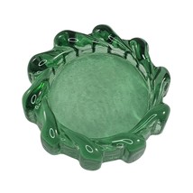 Vintage Green Glass Braided Gear Shaped Ashtray Paperweight Brutalist - $60.00