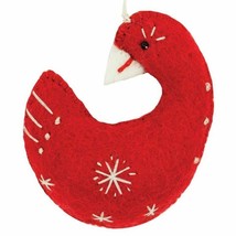 Fair Trade Holiday Handmade Red Snowflake Goose Christmas Tree Ornament - £7.72 GBP