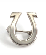 Vintage Haltom Sterling Silver Horseshoe Pin Western Cowboy Good Luck Charm - $53.34 CAD