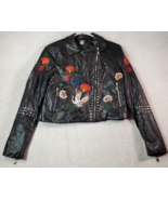 Venus Moto Jacket Womens 4 Black Faux Leather Long Sleeve Beaded Full Zi... - £28.09 GBP