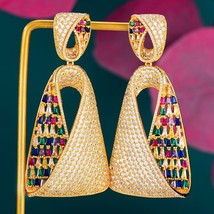 Luxury Water Drop Cubic Zircon CZ Long Dangle Earrings For Women Wedding DUBAI D - £44.76 GBP