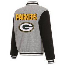 NFL Green Bay Packers  Reversible Full Snap Fleece Jacket  JHD Embroidered Logos - £107.90 GBP
