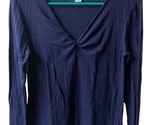 Old Navy Womens Size S Blue Sweetheart Long Sleeved Ribbed Knit Top  - £11.10 GBP