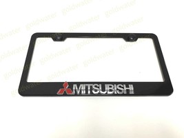 3D MITSUBISHI Badge Emblem Black Powder Coated Metal Steel License Plate... - £18.45 GBP