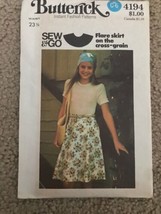 Vintage NEW Butterick Pattern 4194 Sew &amp; Go Flare skirt on Cross Grain S... - $19.34