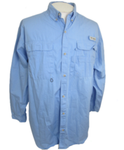 Columbia PFG Men shirt L/S p2p 26.5&quot; L fishing performance blue vented b... - $32.66