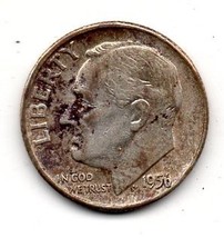 1956 Roosevelt Dime - Silver - Circulated Minimum Wear - $9.99