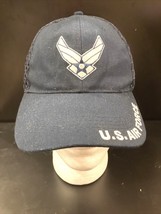 US Air Force Hat Blue Mechanical Eagle Logo USAF Fitted Fabric Mesh Adju... - £6.92 GBP