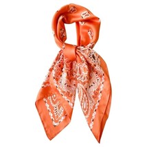 Western Cowgirl Boho Bandana Print Silky Feel Wild Rag Scarf Orange - $19.80