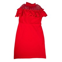 Girls Dress 12 Red Sleeveless Ruffle Sheer Mock Neck Formal Special Occa... - $14.99