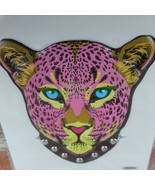 Pink Cheetah Jungle Cat Sticker Spiked Collar Wildlife Animal Ebossed Pu... - £8.54 GBP