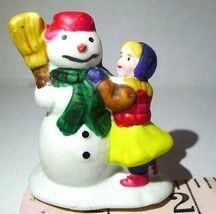 Christmas Village Victorian Little Girl and Snowman  Lemax Figurine 1996 - £12.34 GBP