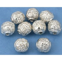 Round Bali Beads Silver Plated Beading 8mm Approx 8Pcs - £6.10 GBP