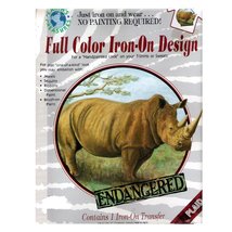 Endangered Black Rhino Full Color Iron-On Design [Office Product] - £18.76 GBP