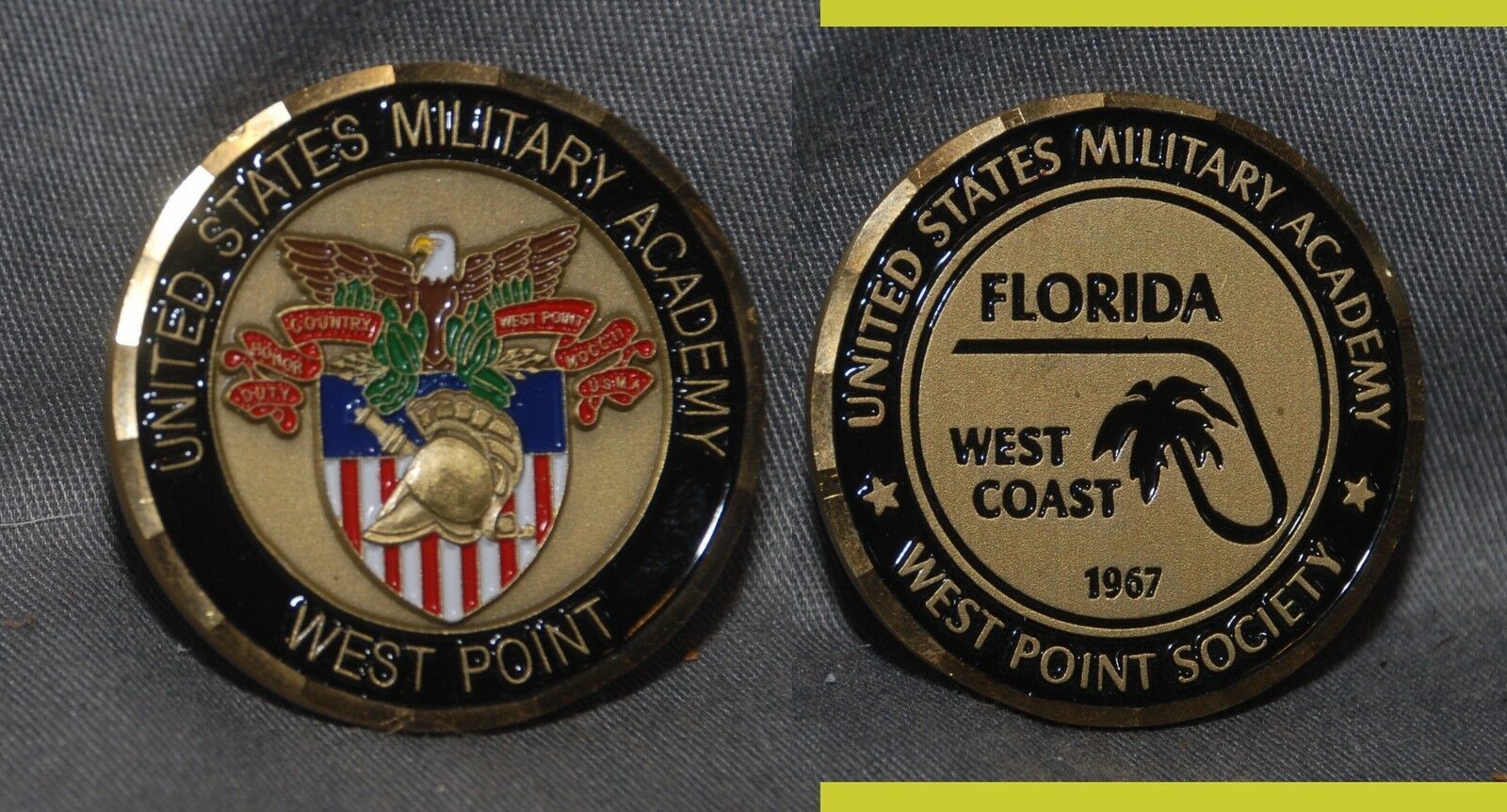 WEST POINT - US MILITARY ACADEMY MULTI-COLOR CHALLENGE COIN FLA WEST COA... - $9.89