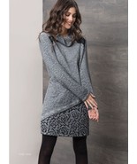 Maloka: Rose Imprinted Angled Hem Sweater Dress (2 Left in Platinum &amp; Bl... - £62.84 GBP