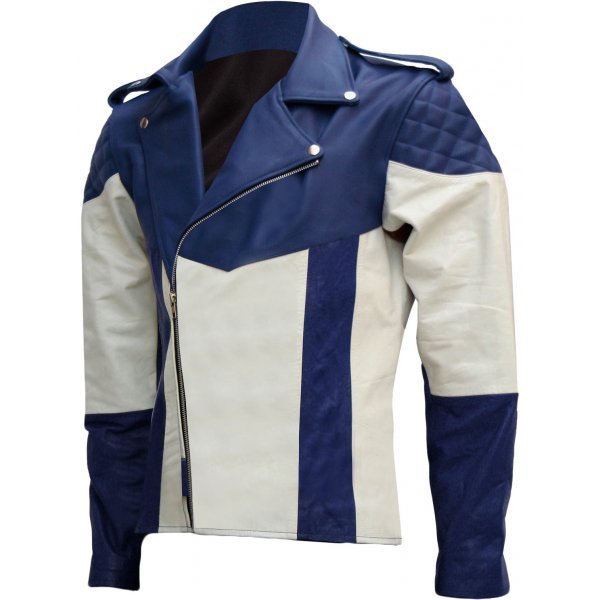 LE Classy Two-Tone Men's Leather Biker Jacket