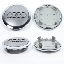 Audi 69mm Grey Chrome Wheel Rim Center Hub Caps Emblem 4PC Set 4B0601170A - $18.99