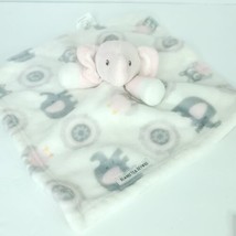 Plush Stuffed Lovey Elephant Girl Pink Gray White Baby Security Blanket 12&quot; - £18.03 GBP