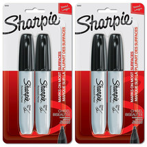 Pack of (2) NEW Sharpie 2 Black Chisel Tip Permanent Markers - £11.31 GBP