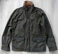 Fat Face Wax Jacket Men&#39;s Large Brown Fleece Collar Lined Country Barn C... - $390.53 MXN