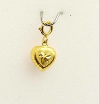 18k gold Tiny Puff Heart charm pendant with spring clasp lock - £62.57 GBP