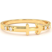 Sagittarius Zodiac Sign Diamond Ring In Solid 14k Yellow Gold - £200.73 GBP