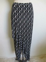 Anthropologie Maeve Makara Jersey Skirt S Blk Ivory Rib Knit Asymmetrical Ruffle - £19.33 GBP
