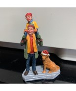 Lemax Christmas Village Figures Officer &amp; Friend Man Dogs Boy Shoulders - $20.68 CAD