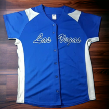 Las Vegas Russel Athletic Red Softball Baseball Jersey Women L Blue + Gray - $9.95