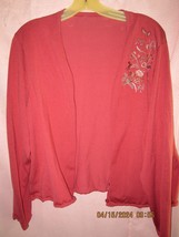 Red Womens Knit Sweater With Embroidery Flowers Size L - £11.79 GBP