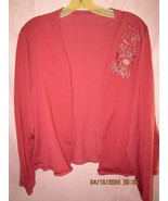 Red Womens Knit Sweater With Embroidery Flowers Size L - $15.00