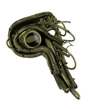 Metallic Gold Long Nose Steampunk Adult Costume Mask - £17.09 GBP