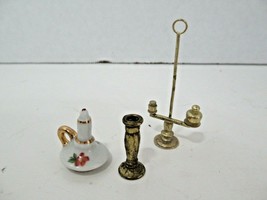 Vintage dollhouse miniature brass candlestick candelabra porcelain Limoges lot  - £15.56 GBP