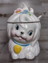 Vintage Lefton Mr Toodles Maltese Dog Jam Jelly Jar Original Spoon Kitschy 3290 - £67.19 GBP